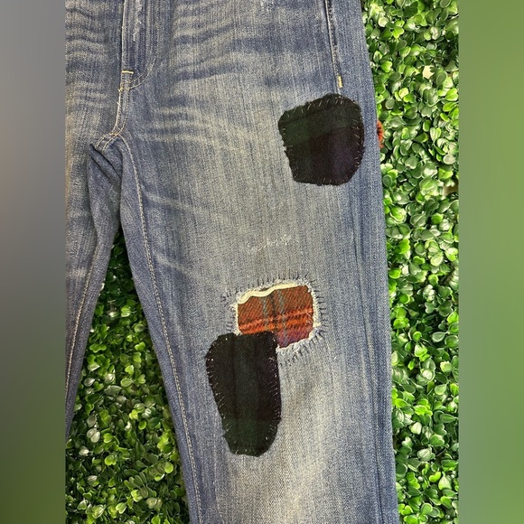 Polo Ralph Lauren Women's Astor Slim Boyfriend Repaired Patch Indigo Blue Jeans - Picture 5 of 16